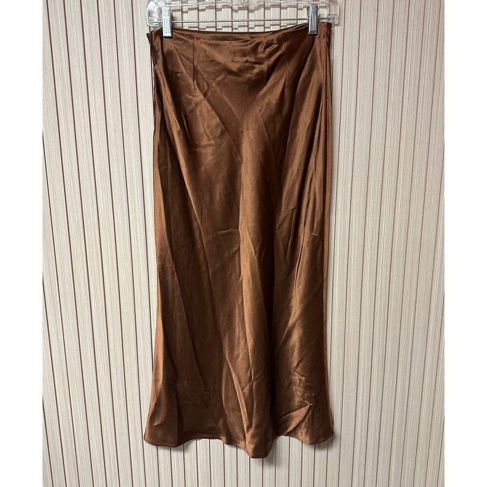 STAUD Angela Satin Bias-Cut Midi Skirt Women’s Size 4